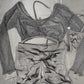Black Spandex Long Sleeve Top/Ripped Back Shorts Two-Piece Lingerie Outfit