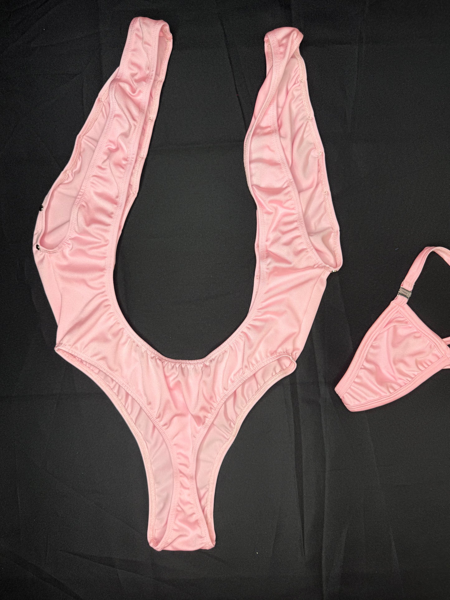Baby Pink One-Piece Sling-Shot One-Piece Lingerie Outfit