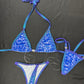 Designer Velvet/Metallic Purple Spandex Two-Piece Bikini Lingerie Outfit