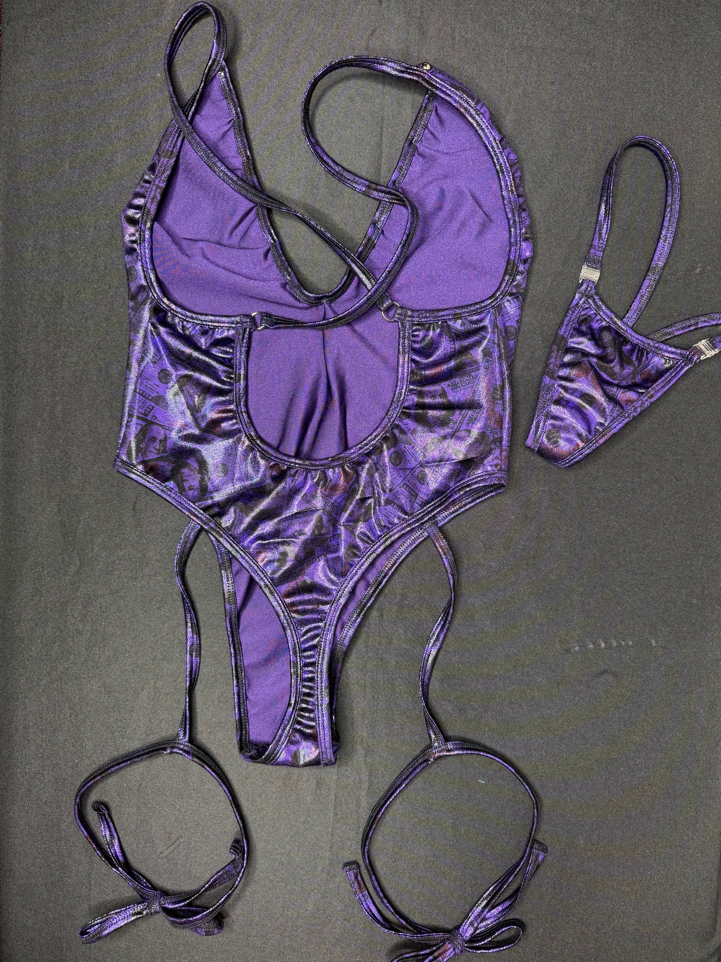 Holographic Purple One-Piece Lingerie Outfit