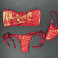 Burgundy/Gold Spandex Tube Top/Side Tie Bikini Bottoms Lingerie Outfit