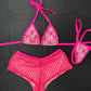 Hot Pink/Baby Pink Spandex Two-Piece Shorts Lingerie Outfit