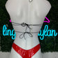Red Latex Two-Piece Bikini Lingerie Outfit