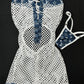 Denim Spandex/White Fishnet One-Piece Exotic Dancer Outfit