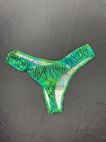 Green Animal Print/Green Fishnet One-Piece Cheeky Thong Lingerie Outfit