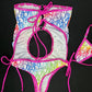 Rainbow/Hot Pink Spandex One-Piece Lingerie Outfit