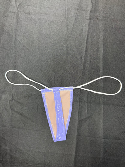 Lavender Vinyl Micro Bikini Lingerie Outfit