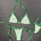 Designer Green/White Spandex Two-Piece Bikini Lingerie Outfit