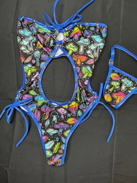 Cosmic Purple/Black Mushroom One-Piece Exotic Dancer Outfit