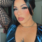 Blue Lightning/Black Fishnet One-Piece Bartender Romper Outfit