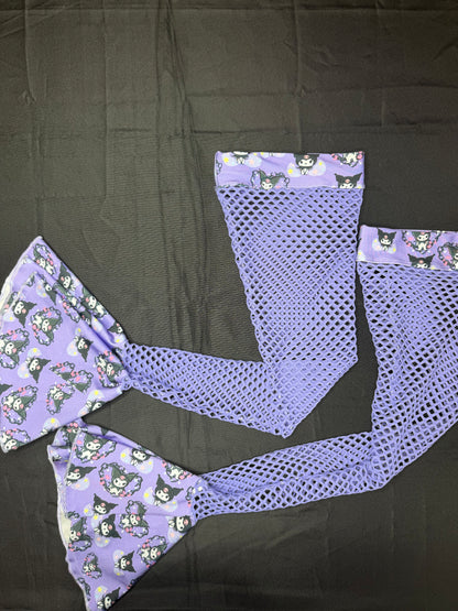 Lavender Kuromi Spandex Print Leg Lingerie Outfit