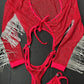 Black/Red Sparkle Mesh One-Piece Stripper Outfit