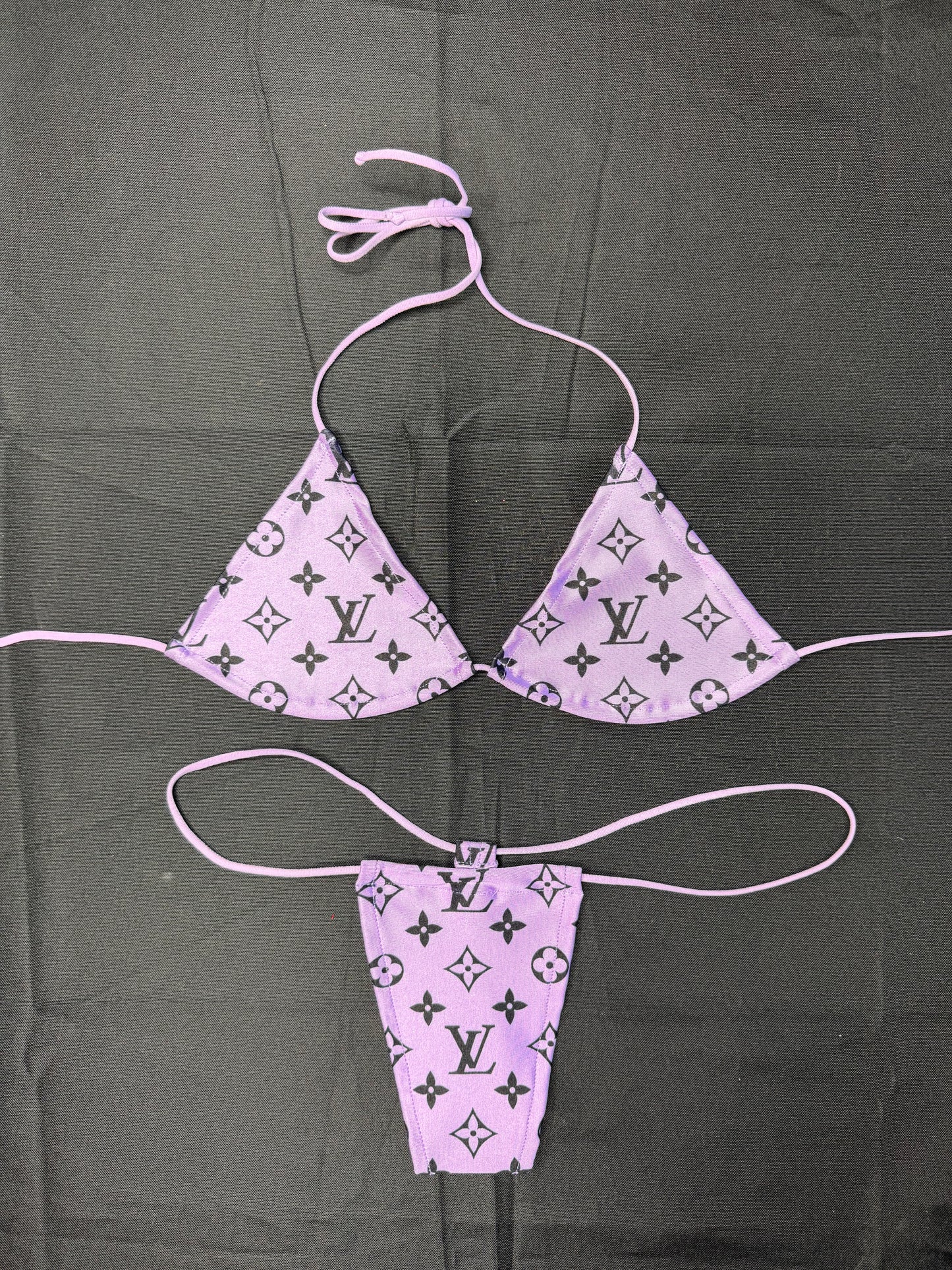 Purple Two-Piece Micro Bikini Lingerie Outfit