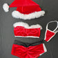 Red Velvet/White Mesh Tube Top/Shorts & Hat Christmas Lingerie Outfit