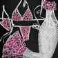 Metallic Heart Spandex Bikini Top/Side Tie Bikini Chaps Leg Lingerie Outfit