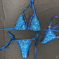 Metallic Royal Blue Two-Piece Bikini Lingerie Outfit