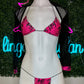 Holographic Hot Pink/Black Three-Piece Stripper Outfit