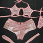 Pink Star Top/Shorts Garters Three Piece Lingerie Outfit
