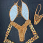 Tiger Spandex Print/Copper One-Piece Lingerie Outfit