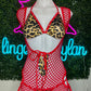 Cheetah Red Fishnet Romper Lingerie Exotic Dance wear