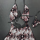 White Mesh Red Glitter One-Piece Lingerie