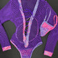 Metallic Pink & Purple/Purple Fishnet One-Piece Leotard Lingerie Outfit