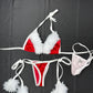 Red Velvet/White Fire Four-Piece With Hat Lingerie Outfit