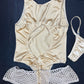 Tan Fishnet Spandex One-Piece Romper Lingerie Outfit