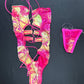 Pink/Yellow Print One-Piece Lingerie Outfit