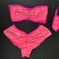Hot Pink Latex Tube Top/Shorts Two-Piece Lingerie Outfit