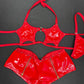 Red Latex Star Top/Zipper Shorts Two-Piece Lingerie Outfit