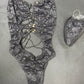 Black Flower Lace One-Piece Lingerie Outfit