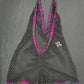 Hot Pink Thunder Spandex/Black Fishnet One-Piece Cheeky Thong Lingerie Outfit