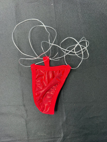 Metallic Red/Red Spandex/Silicone One-Piece Bikini Lingerie Outfit