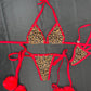 Animal Print/Red Spandex Two-Piece Bikini Lingerie Outfit