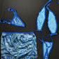 Royal Blue/Baby Blue Three-Piece Slingshot/Skirt Lingerie Outfit