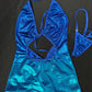 Ombré Royal Blue One-Piece Ripped Back Lingerie Outfit