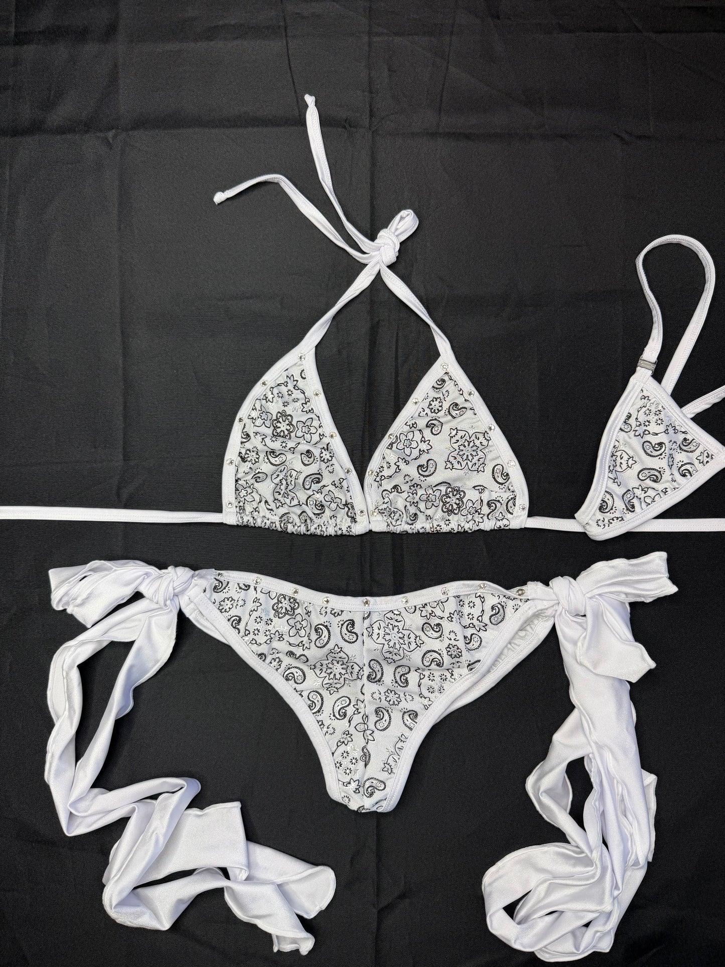 White Bandana/White Spandex Two-Piece Bikini Lingerie Outfit