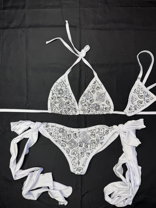 White Bandana/White Spandex Two-Piece Bikini Lingerie Outfit