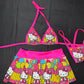 Hot Pink Kitty Spandex Bikini Top/Skirt Two-Piece Lingerie Outfit