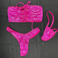 Metallic Hot Pink Tube Top/Cheeky Thong Two-Piece Lingerie Outfit