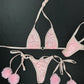 Baby Pink/Metallic Pink Pink Fur Two-Piece Bikini Lingerie Outfit