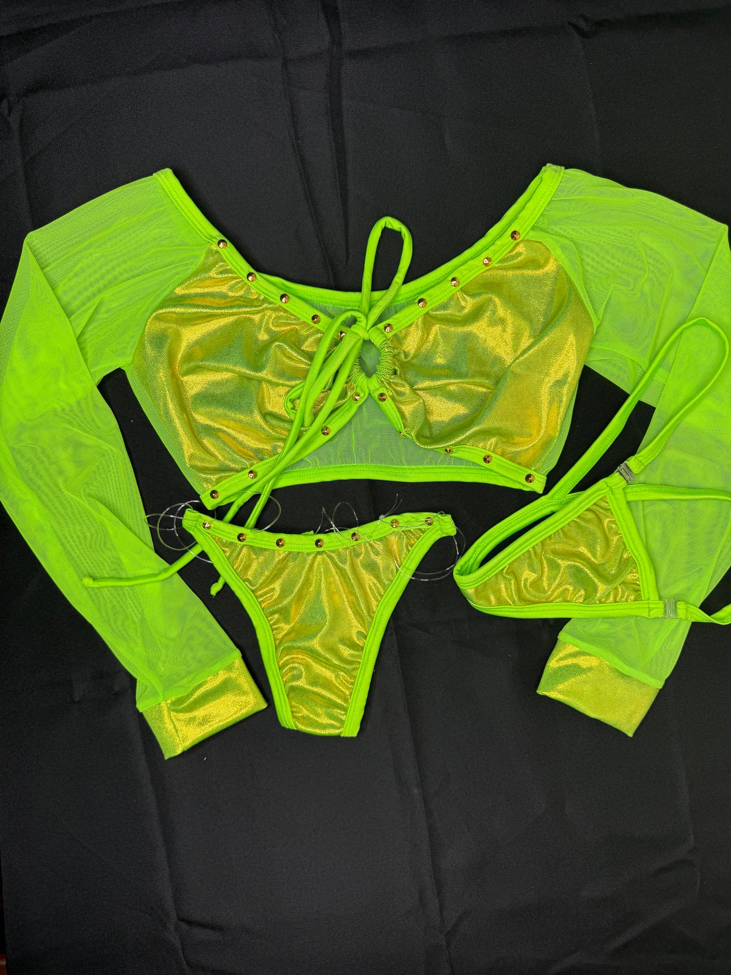 Neon Green/Lime Green Two-Piece Lingerie Outfit