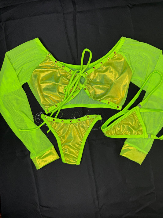 Neon Green/Lime Green Two-Piece Lingerie Outfit