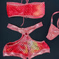 Metallic Red Ombré Two-Piece Tube Top/Shorts Lingerie Outfit