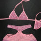 Metallic Baby Pink Designer Bikini Top/Shorts Lingerie Outfit