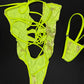 Yellow Spandex One-Piece Lingerie Outfit