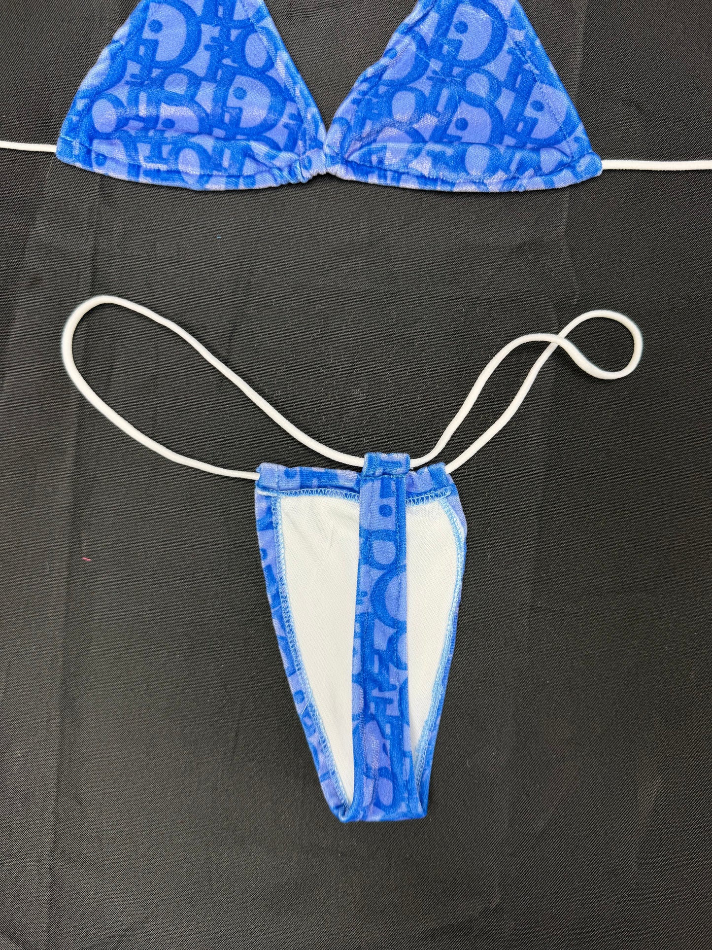 Designer Lavender VELVET Micro Bikini Lingerie Outfit