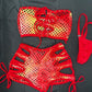 Red Ombré Fishnet Tube-Top/Shorts Two-Piece Lingerie Outfit
