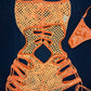 Orange Fishnet One-Piece Lingerie Outfit